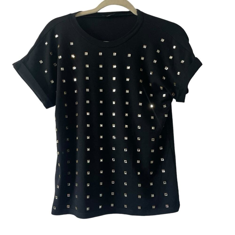 Ontwelfth Black Rhinestone Diamond T-shirt Size Small